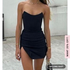 white fox black mini dress